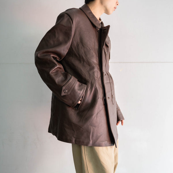 1960-70s France brown corbusier leather jacket