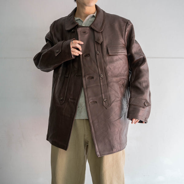 1960-70s France brown corbusier leather jacket