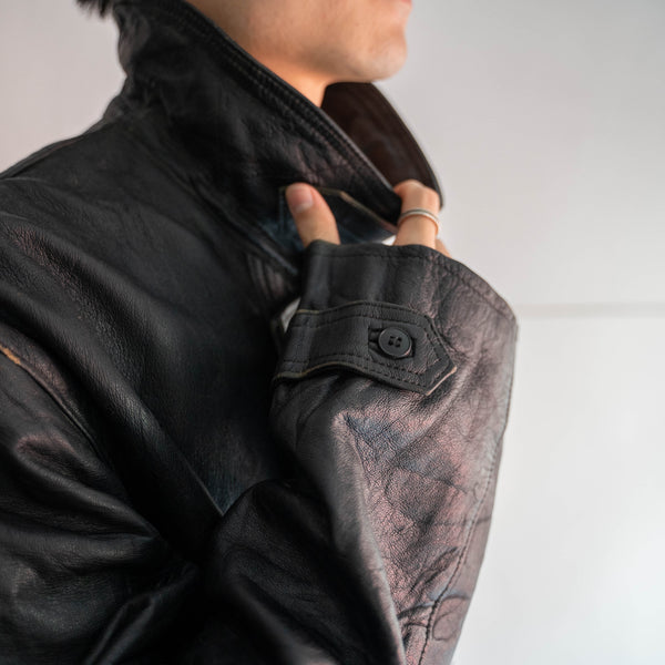 1960-70s France black corbusier leather jacket -2