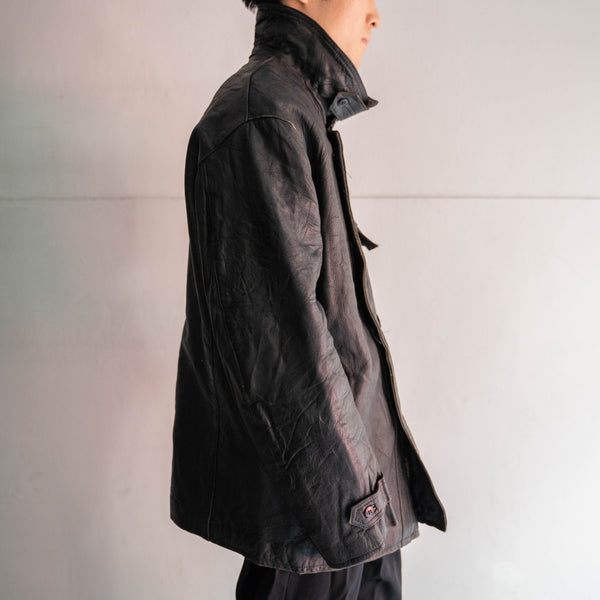 1960-70s France black corbusier leather jacket -2