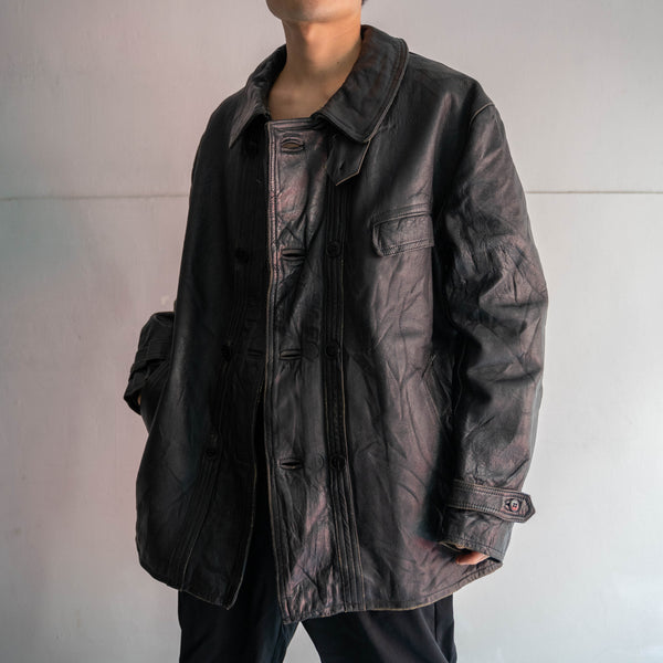 1960-70s France black corbusier leather jacket -2