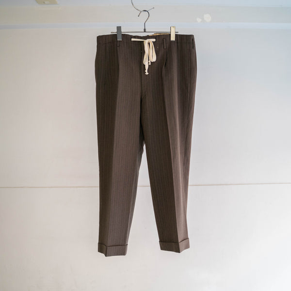 1980s Japan vintage brown stripe slacks -waist remake-