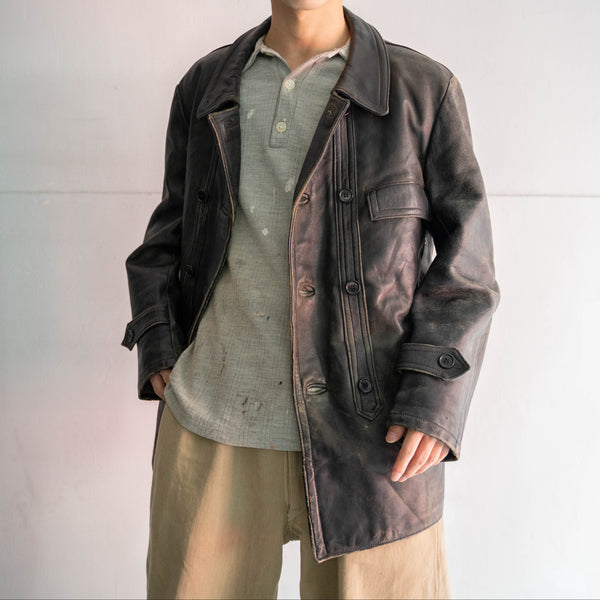1960-70s France black corbusier leather jacket -1