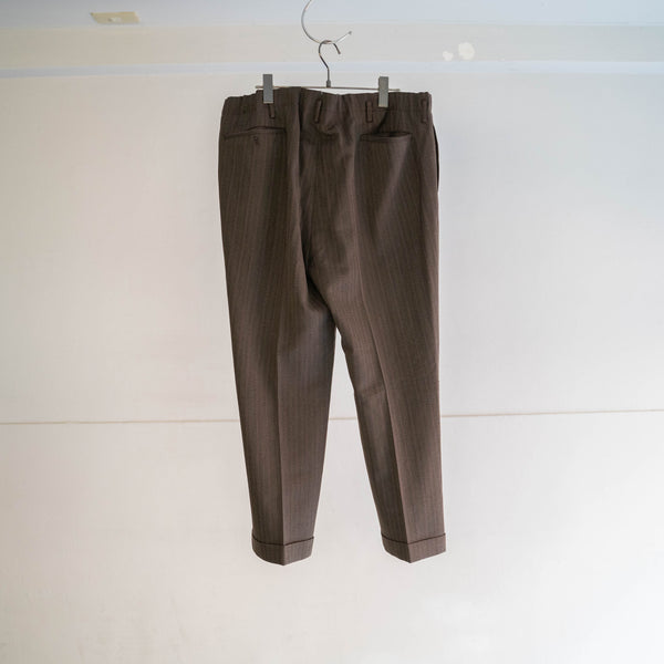 1980s Japan vintage brown stripe slacks -waist remake-