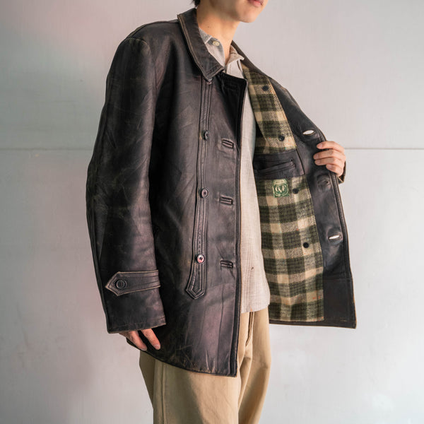 1960-70s France black corbusier leather jacket -1