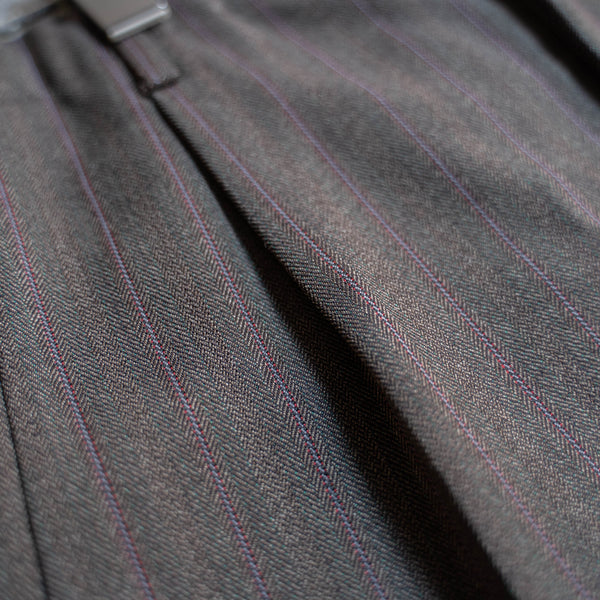 1980s Japan vintage brown stripe slacks -waist remake-