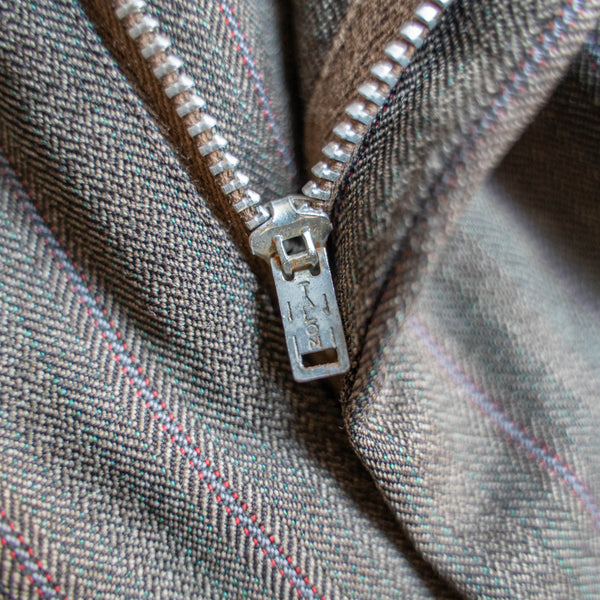 1980s Japan vintage brown stripe slacks -waist remake-