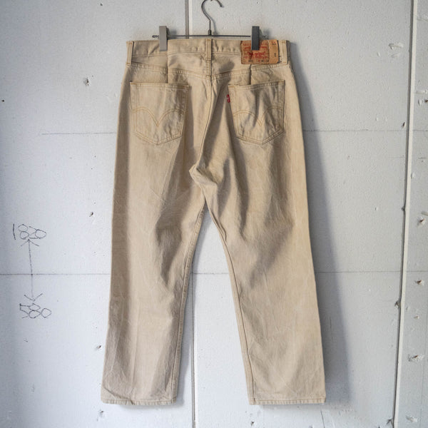 2000s Levi's 501 beige color denim pants -waist remake-