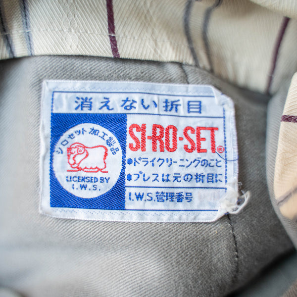 1980s Japan vintage brown stripe slacks -waist remake-