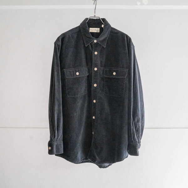 1990s black color velor fabric 2 pockets shirt