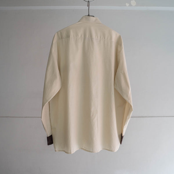 1990s Europe ivory × brown tyrolean l/s shirt