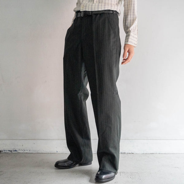 1970s Japan vintage gray green striped set up