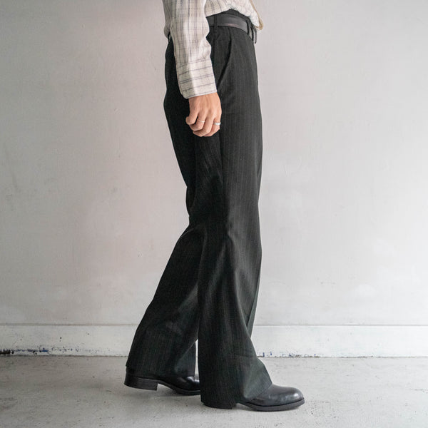 1970s Japan vintage gray green striped set up