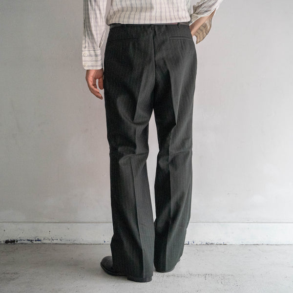 1970s Japan vintage gray green striped set up