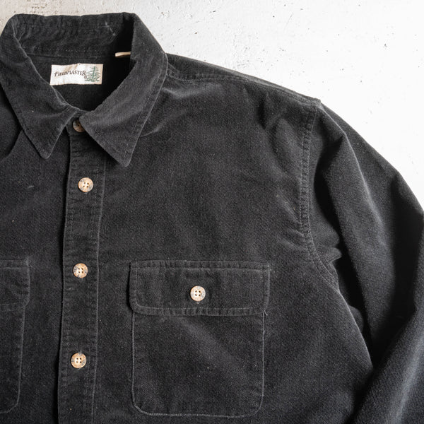 1990s black color velor fabric 2 pockets shirt