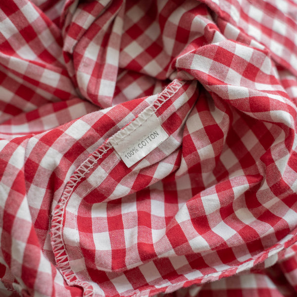 1990s Europe red × white check tyrolean l/s shirt