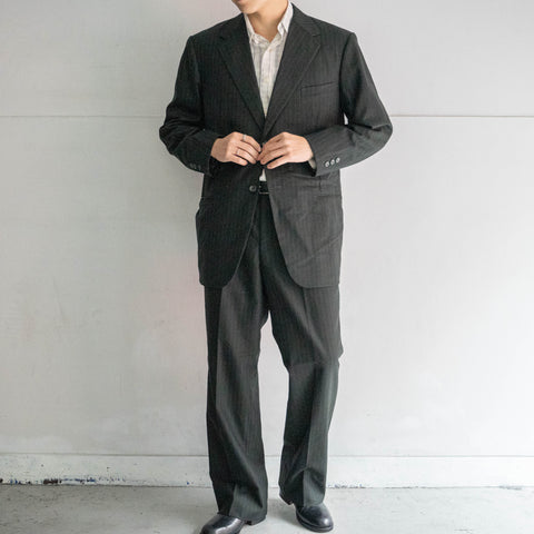 1970s Japan vintage gray green striped set up