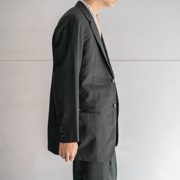 1970s Japan vintage gray green striped set up