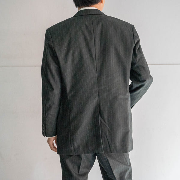 1970s Japan vintage gray green striped set up