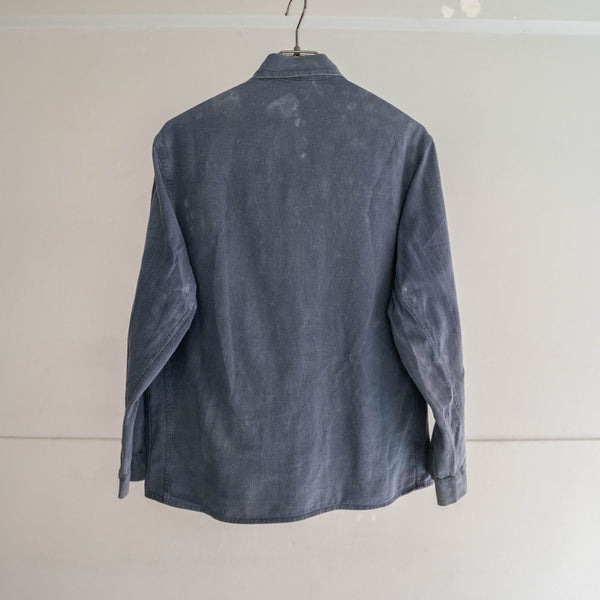 around 1970s Germany faded blue work jacket -short length-