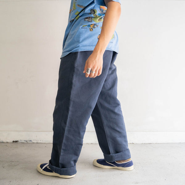 1980s germany navy color HBT work pants -mint condition- 'waist code remake'