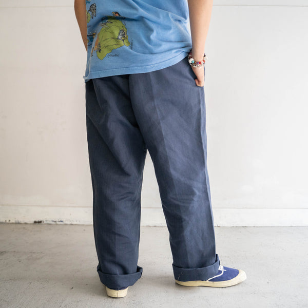 1980s germany navy color HBT work pants -mint condition- 'waist code remake'