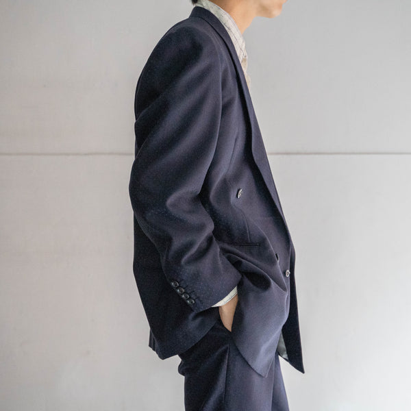 1970s Japan vintage navy all over pattern double breasted set up