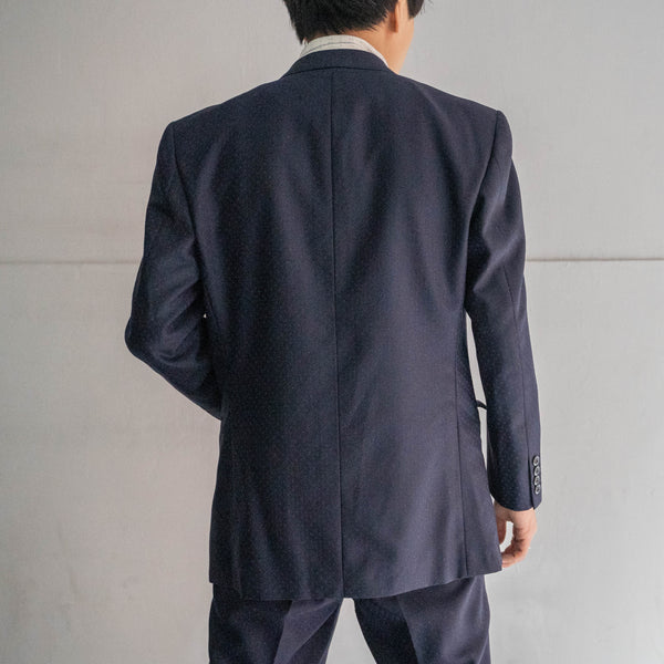 1970s Japan vintage navy all over pattern double breasted set up