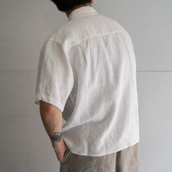 1990-2000s white color all linen short sleeve shirt 'remake'