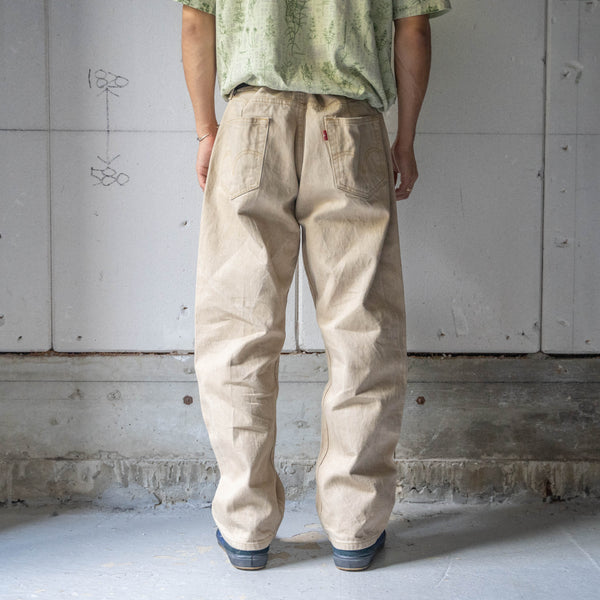 2000s Levi's 501 beige color denim pants -waist remake-