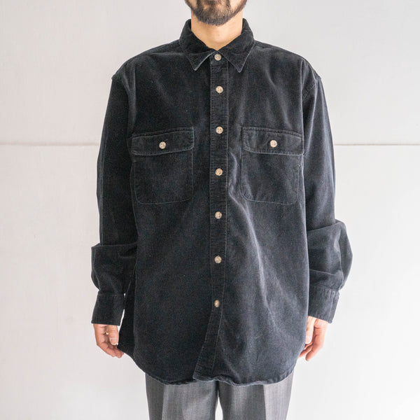 1990s black color velor fabric 2 pockets shirt