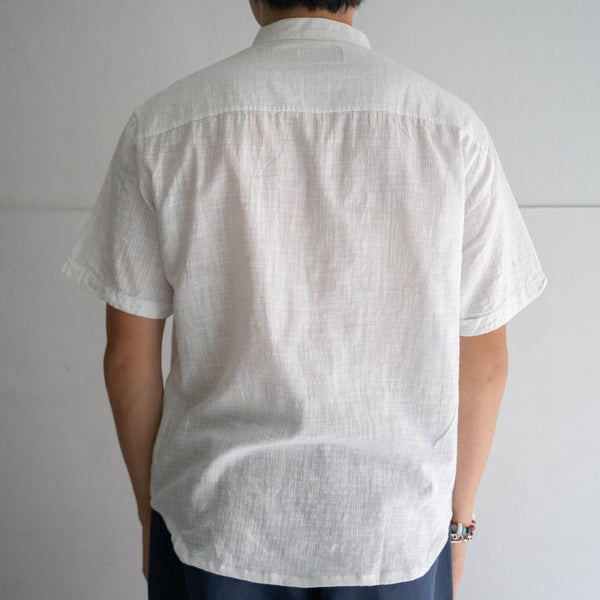 2000s white color tyrolean like all cotton short sleeve shirt 'remake'