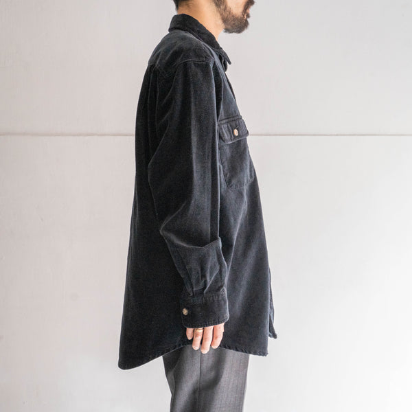 1990s black color velor fabric 2 pockets shirt