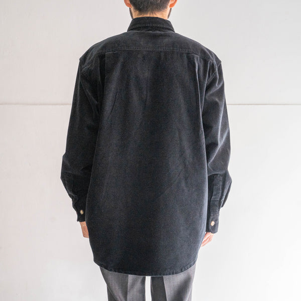1990s black color velor fabric 2 pockets shirt