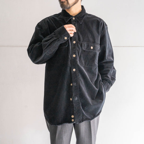1990s black color velor fabric 2 pockets shirt