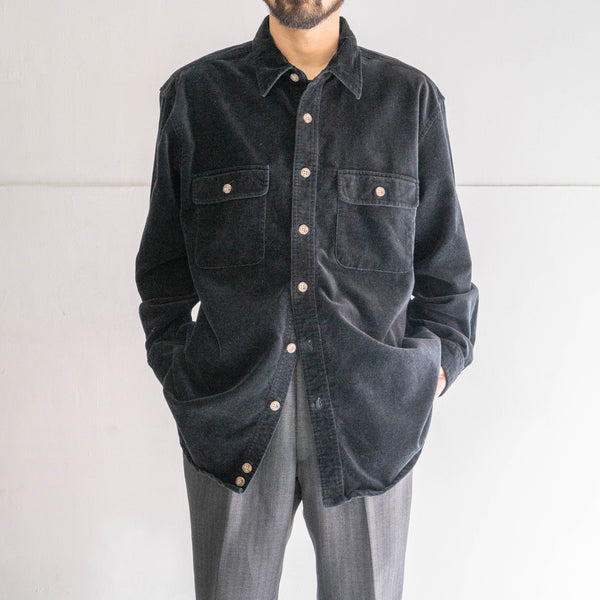 1990s black color velor fabric 2 pockets shirt