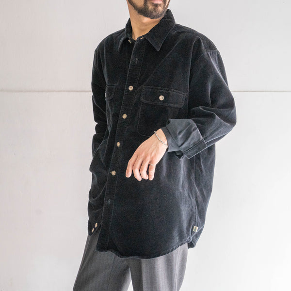 1990s black color velor fabric 2 pockets shirt