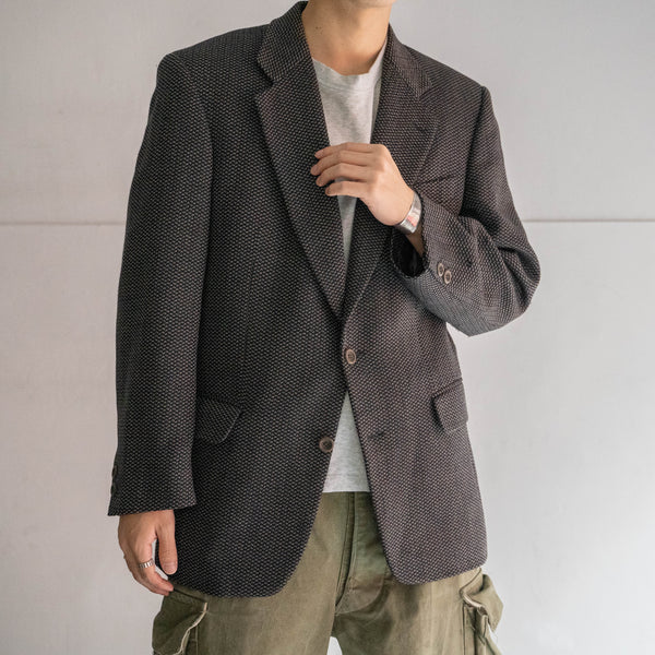 1990s Japan vintage black × gray woven tailored jacket