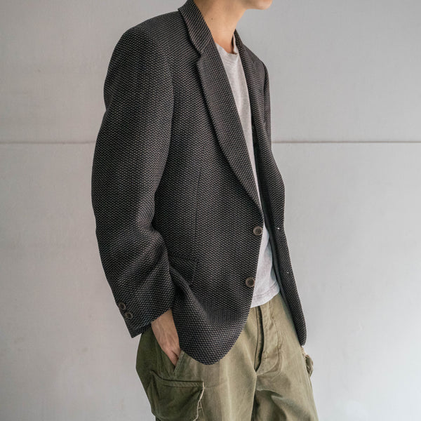 1990s Japan vintage black × gray woven tailored jacket