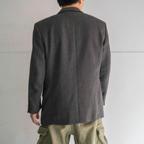 1990s Japan vintage black × gray woven tailored jacket