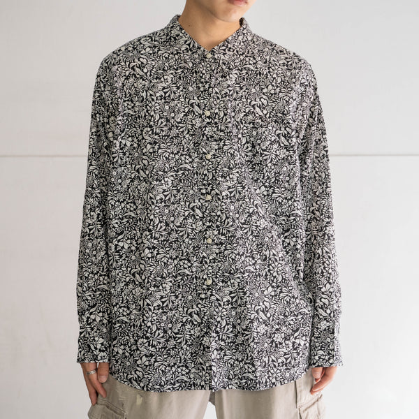 2000s OLD NAVY black × white aloha l/s shirt