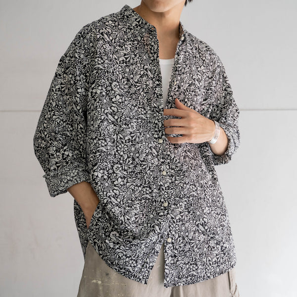 2000s OLD NAVY black × white aloha l/s shirt