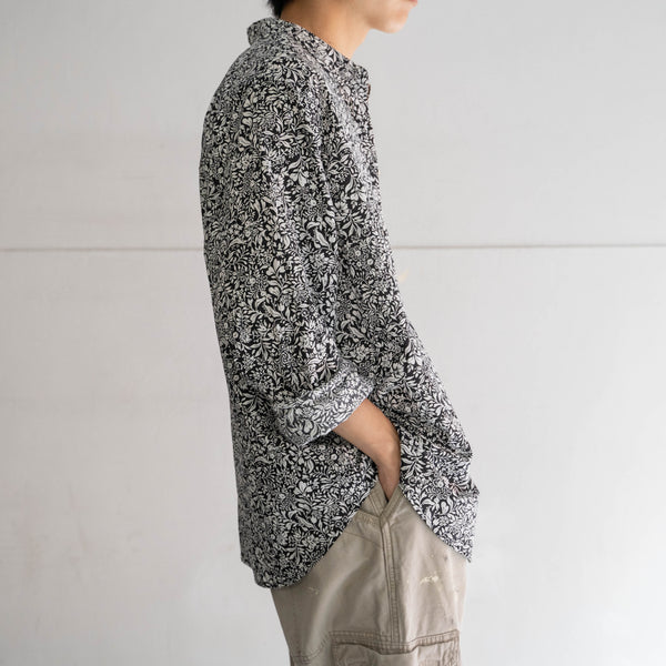 2000s OLD NAVY black × white aloha l/s shirt