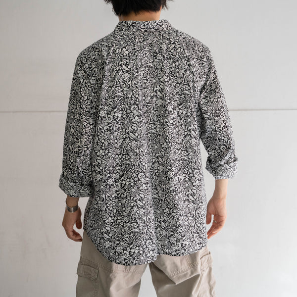 2000s OLD NAVY black × white aloha l/s shirt