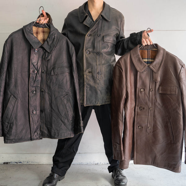 1960-70s France brown corbusier leather jacket