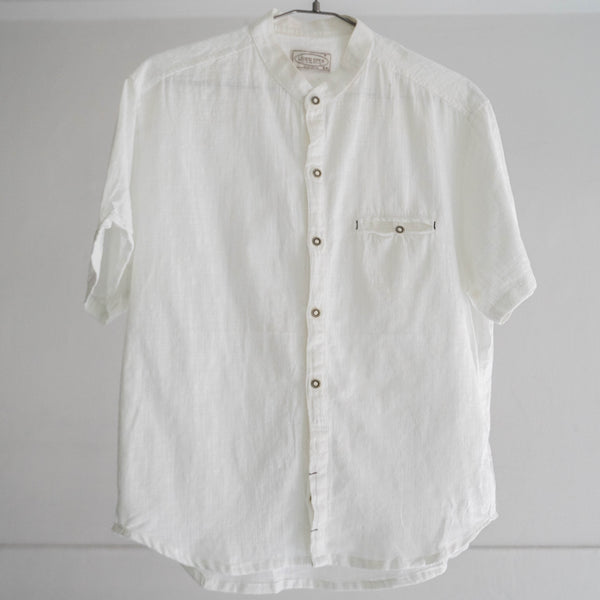 2000s white color tyrolean like all cotton short sleeve shirt 'remake'