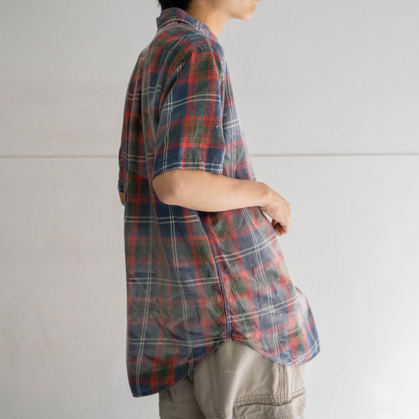 1990-00s Ralph Lauren check s/s shirt -super fade-