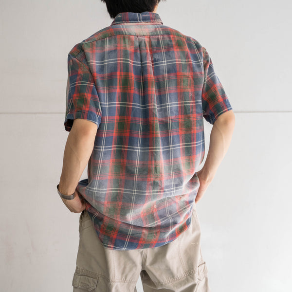 1990-00s Ralph Lauren check s/s shirt -super fade-