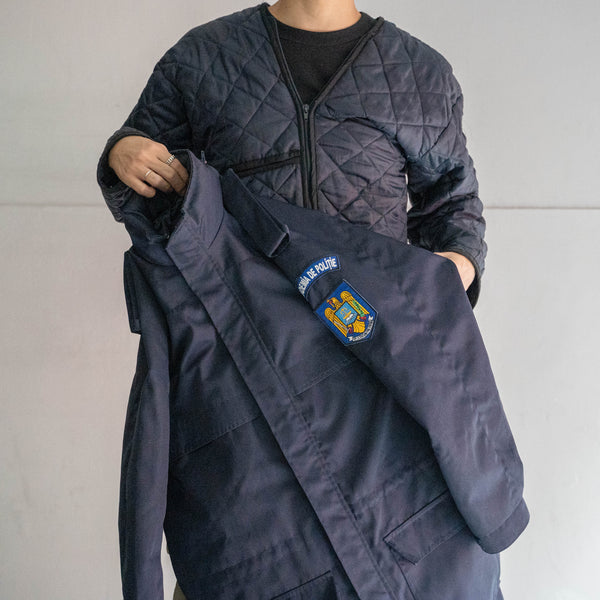 2000s Romanian military navy color police jacket with liner 'dead stock'