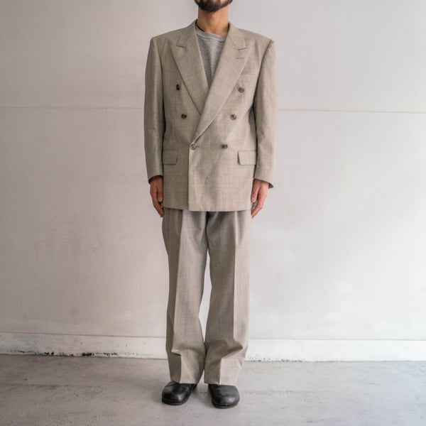 1990s Japan vintage white based glen check double breasted set up